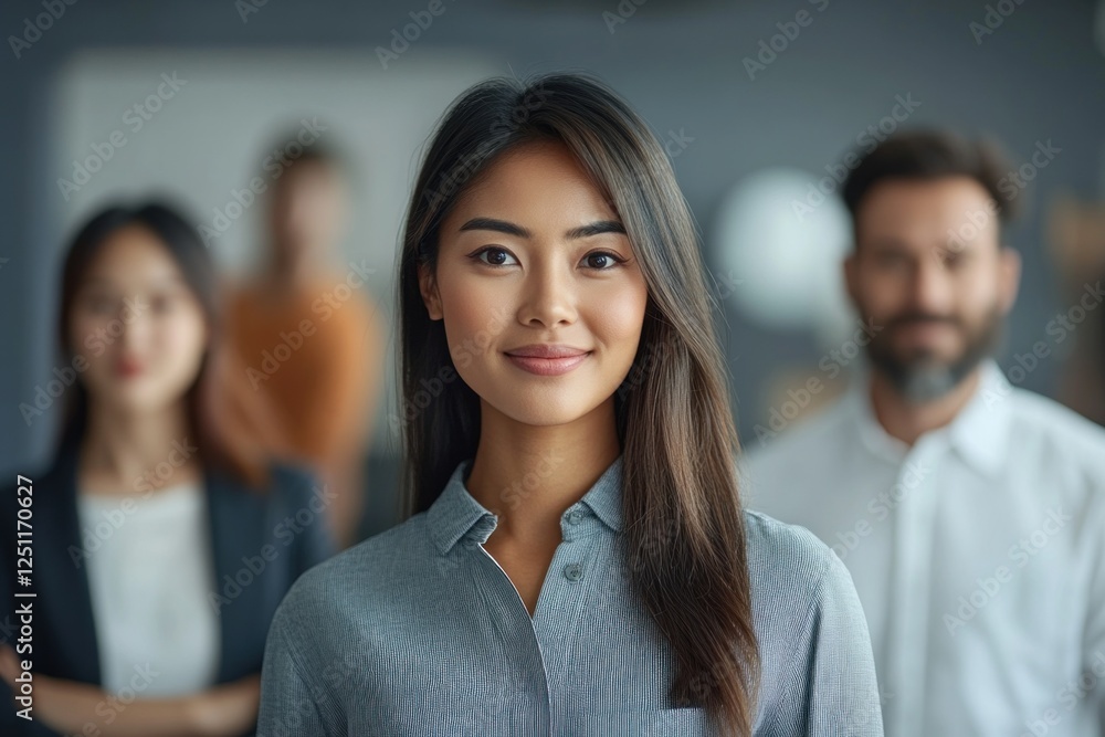 A group of Asian office workers engages in a productive meeting in a modern workspace, showcasing teamwork and focus on tasks A group of Asian office workers engages in a productive meeting in a modern workspace, showcasing teamwork and focus on tasks