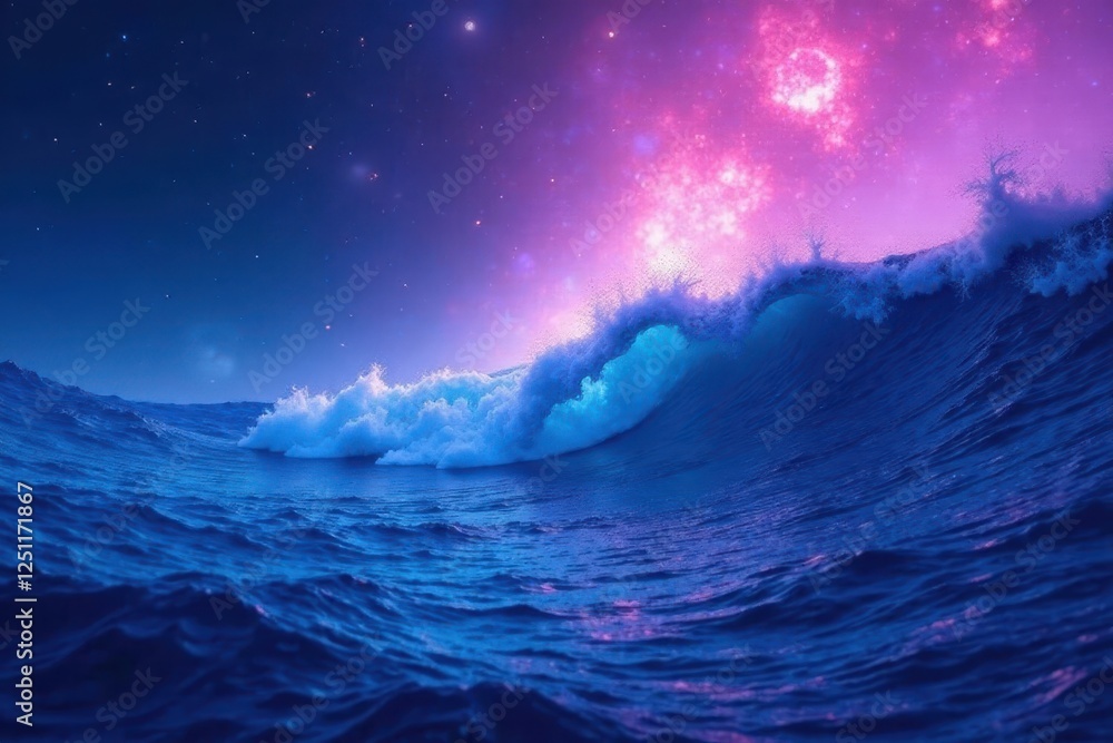 Fototapeta premium Deep blue and purple hues blend to shimmering white; oceanic psychedelic color explosion , texture, vortex