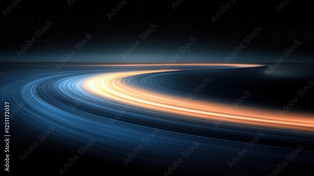 Curving light trail, night sky, speed, motion, abstract art Curving light trail, night sky, speed, motion, abstract art