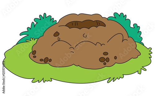 Vector illustration a ant hill with grass