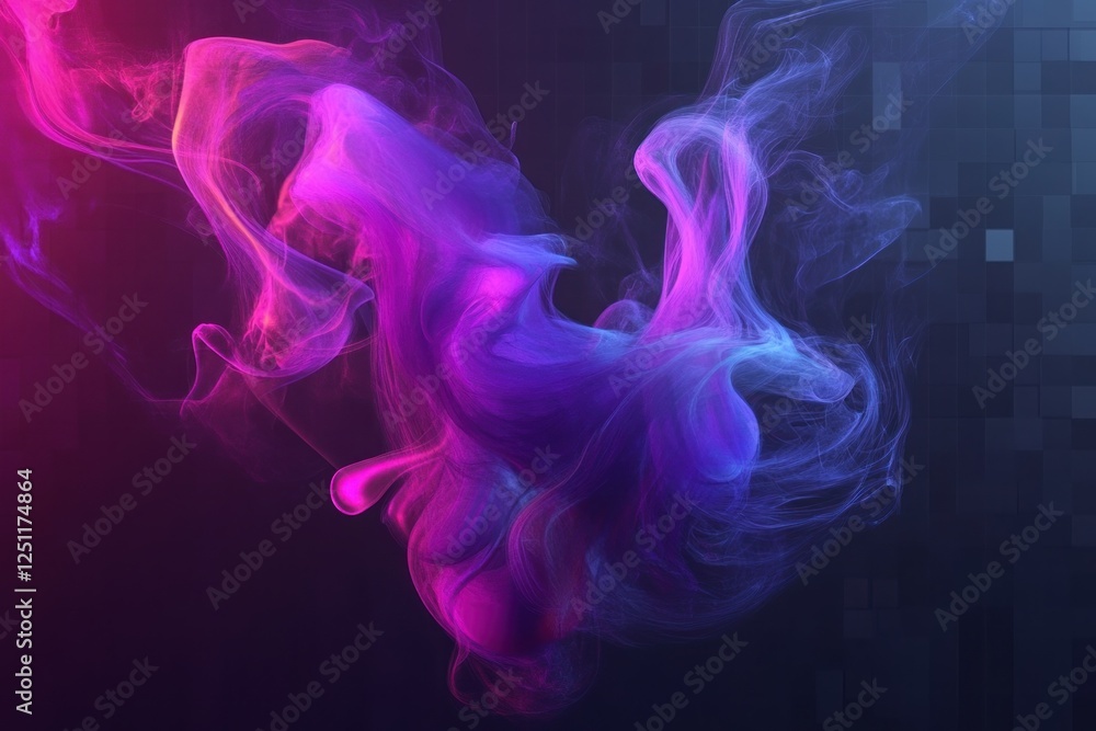 Fototapeta premium Colorful abstract smoke swirling in a dark background