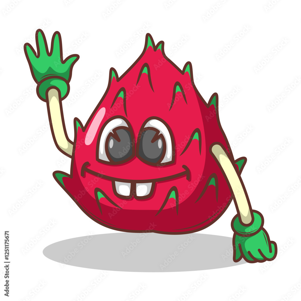 Fototapeta premium Funny doodle fruit cartoon with cute expression