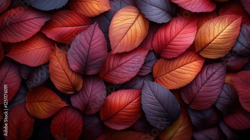 Wallpaper Mural Autumn leaves background, vibrant red and orange foliage, nature texture, fall design Torontodigital.ca