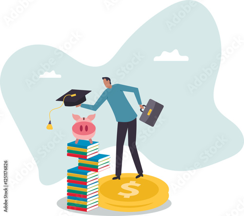 Education fund, collect money for school, college and university cost or student scholarship or loan .business concept.flat character.
