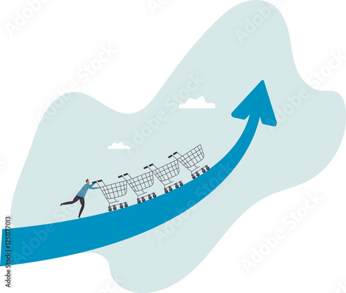 Increase sales or profit, purchasing power growth or consumer spending more money,business concept.flat character.