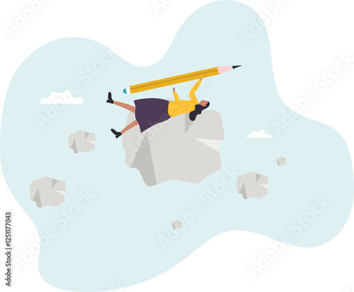 Run out of idea and imagination, lack of motivation or uninspired causing time wasted, failure and mistake.business concept.flat character.