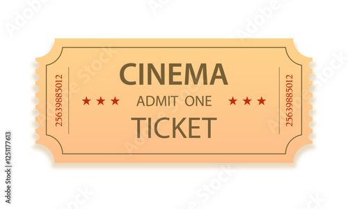 Movie ticket template isolated on white background.