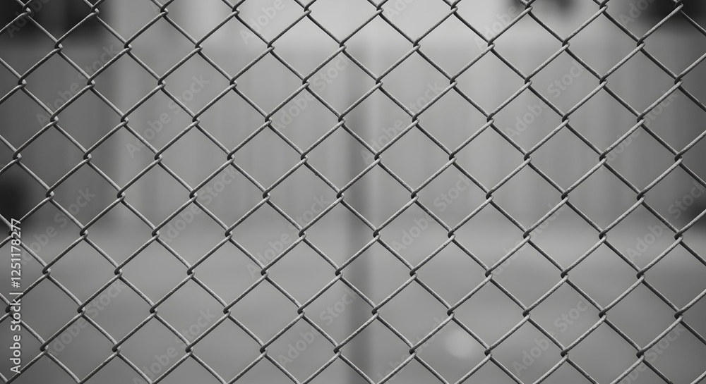 Abstract chain link fence texture grey background. Interwoven metallic strands forming a dense, grid-like pattern. The industrial, geometric design creates a sense of structure and strength. Abstract chain link fence texture grey background. Interwoven metallic strands forming a dense, grid-like pattern. The industrial, geometric design creates a sense of structure and strength.