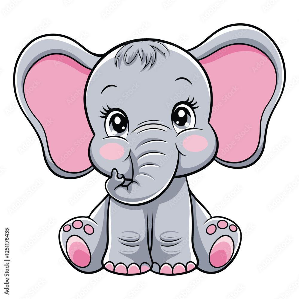Fototapeta premium Angry babay elephant with bow