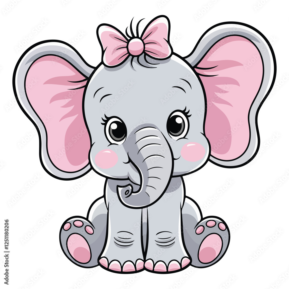 Fototapeta premium Angry babay elephant with bow