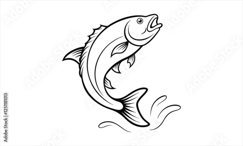 Jumping Fish: Line Art Design