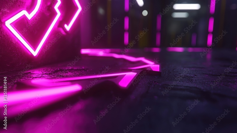 Pink neon arrows ground futuristic background Pink neon arrows ground futuristic background