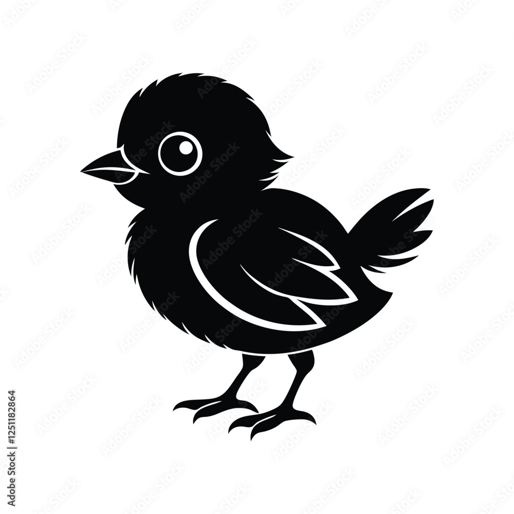 Fototapeta premium baby bird silhouette icon.eps