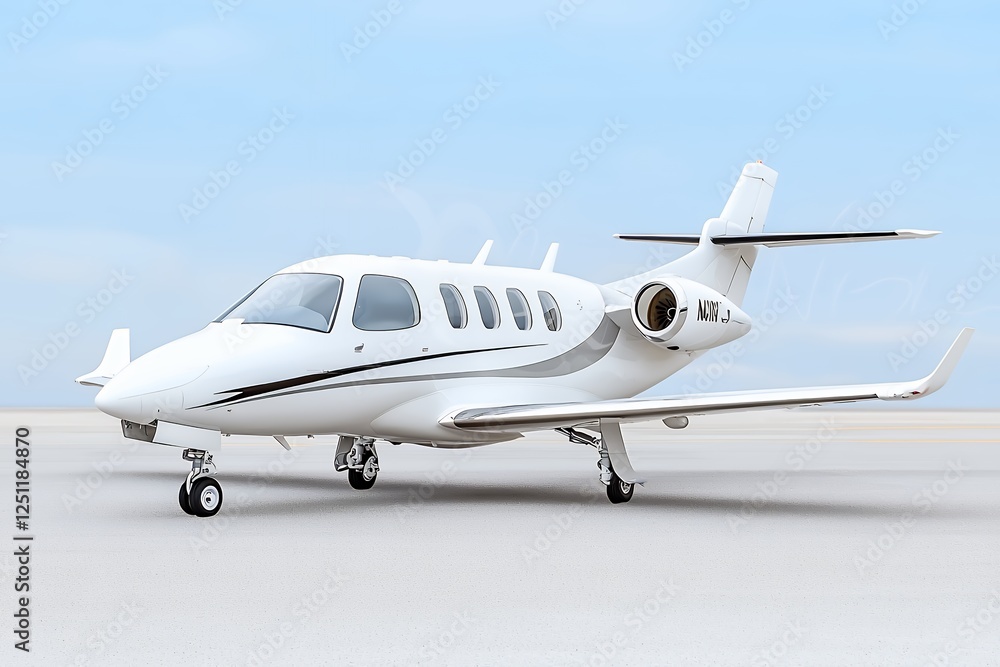 White Private Jet on Tarmac Under Clear Blue Sky White Private Jet on Tarmac Under Clear Blue Sky