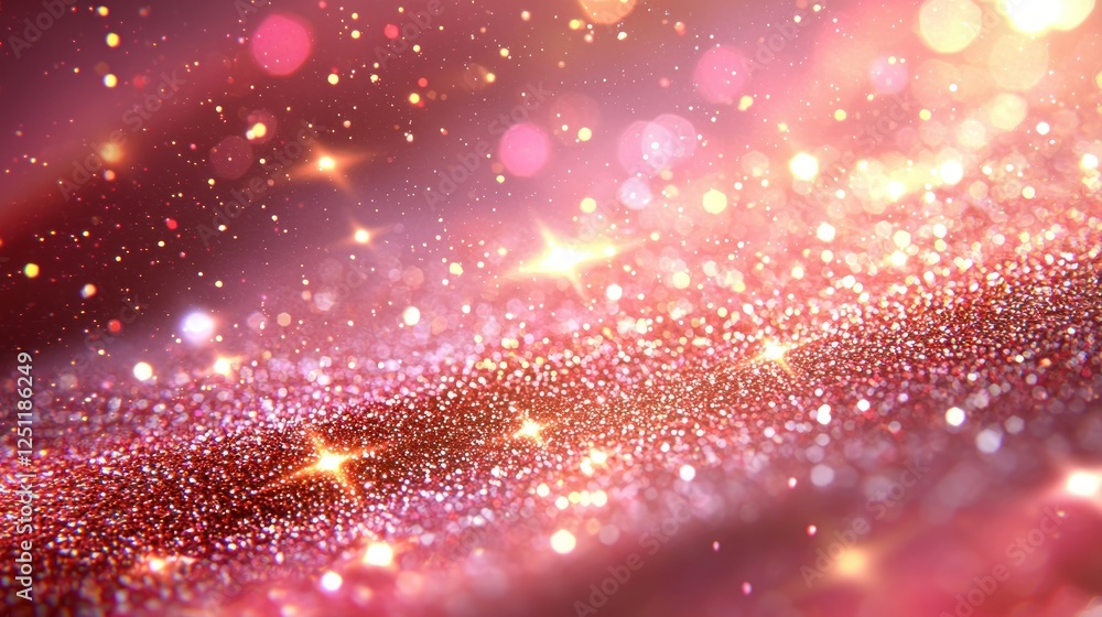 Fototapeta premium Pink glitter sparkles, bokeh background, festive backdrop