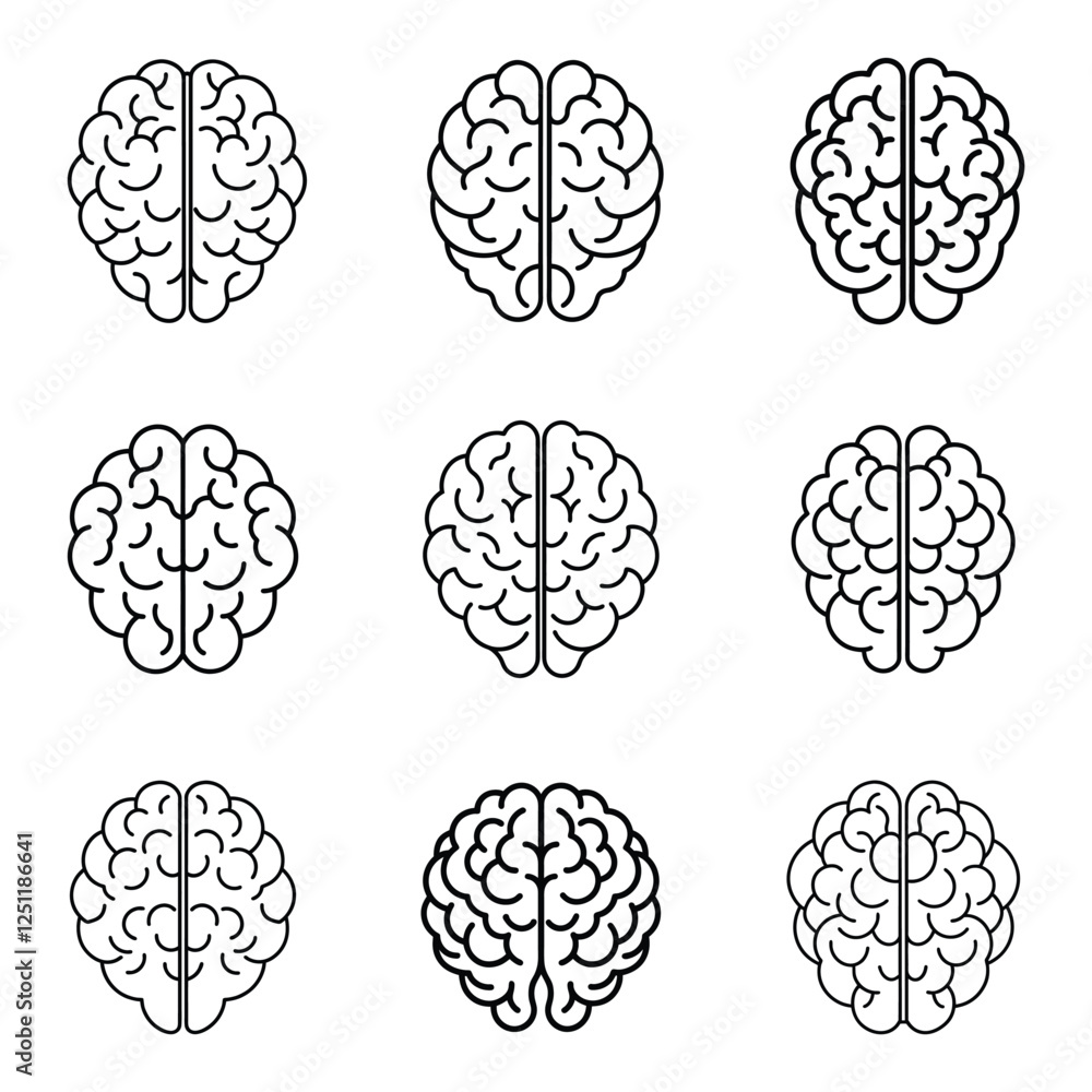 Human brain icon in line style. vector illustration Human brain icon in line style. vector illustration
