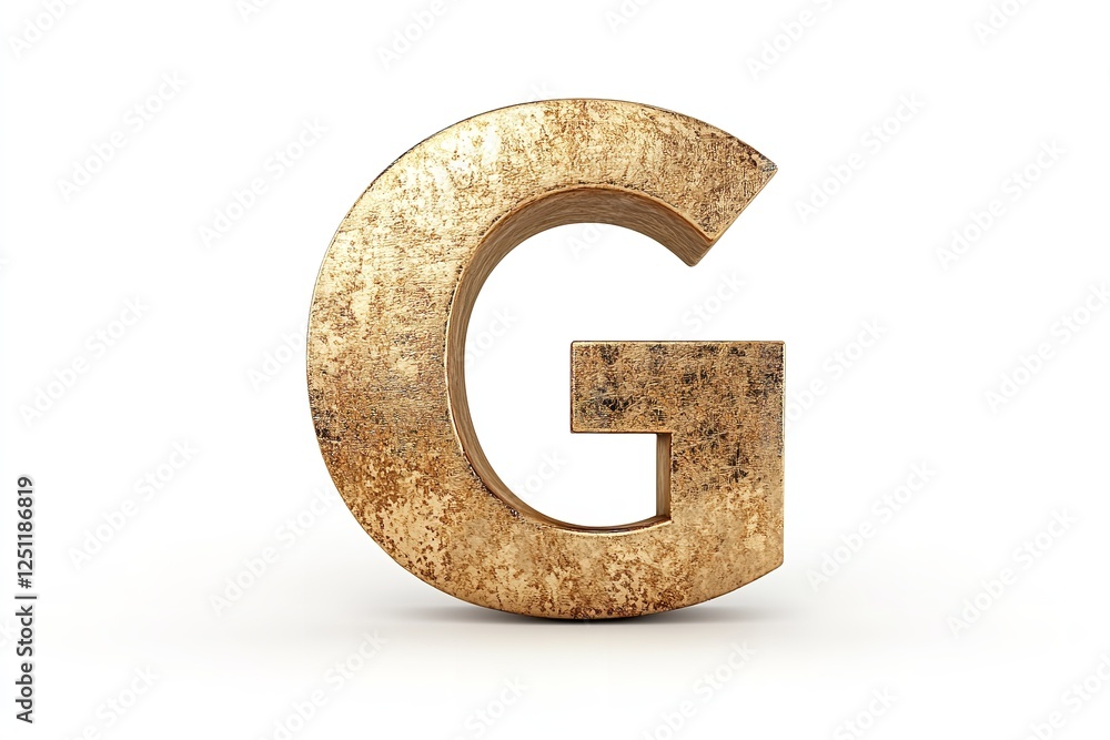 The gold serif font of the 3D letter G is isolated on a white backdrop. Generative Ai The gold serif font of the 3D letter G is isolated on a white backdrop. Generative Ai