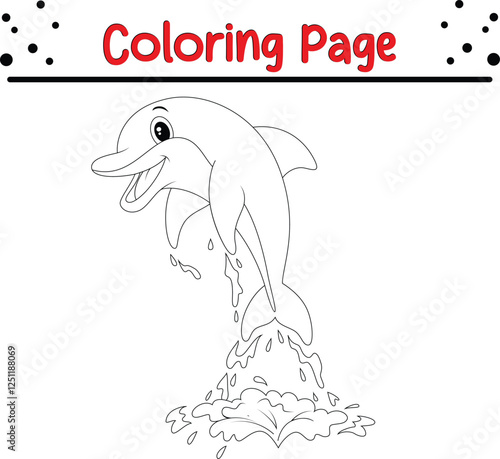 Baby Dolphin coloring page. Sea animal coloring book page