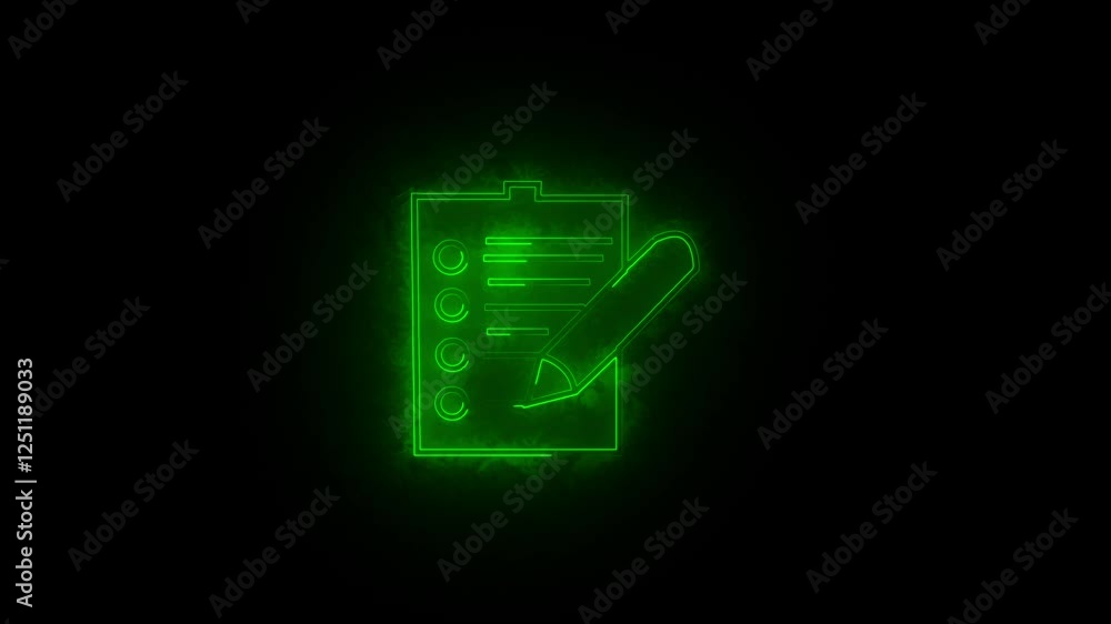 Pen and file with text neon icon animation. Writing document concept. pen on a sheet of a document file neon icon on background. Pen and file with text neon icon animation. Writing document concept. pen on a sheet of a document file neon icon on background.