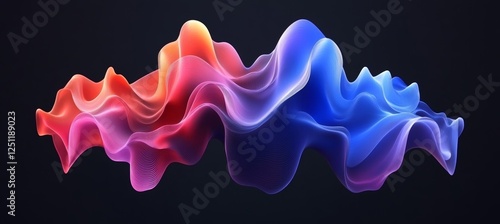 Abstract Waves in Vibrant Colors Against a Dark Background, Dynamic Composition with Flowing Lines