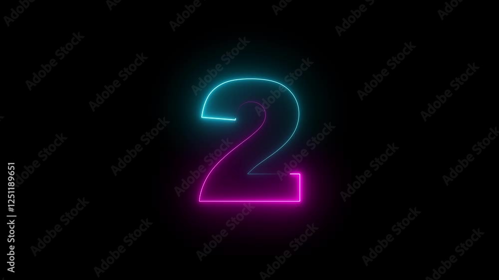 neon glowing text 2 number countdown icon on black background 4k animation. Neon number 2 with alpha channel, Energy red neon 2 number. neon glowing text 2 number countdown icon on black background 4k animation. Neon number 2 with alpha channel, Energy red neon 2 number.