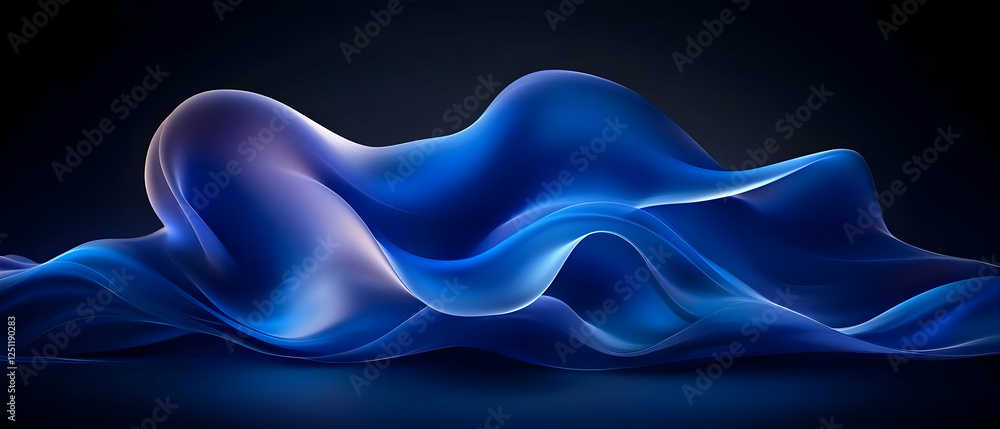 Blue liquid flows dark background, abstract design Blue liquid flows dark background, abstract design