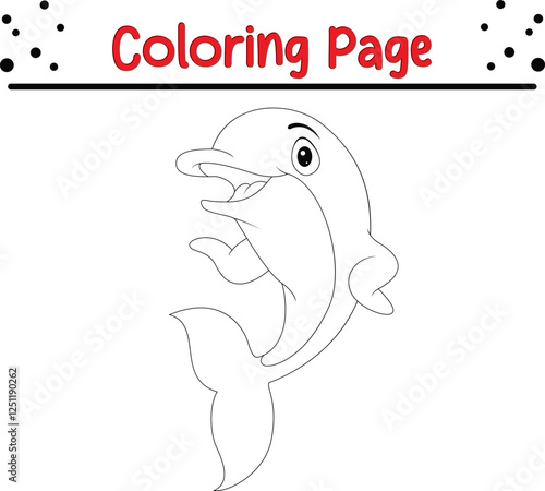 Cute Dolphin coloring page. Sea animal coloring book page