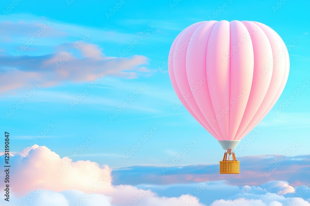 Fototapeta premium A serene pink hot air balloon in the sky.