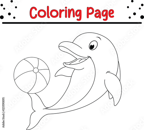 Dolphin coloring page. Sea animal coloring book page