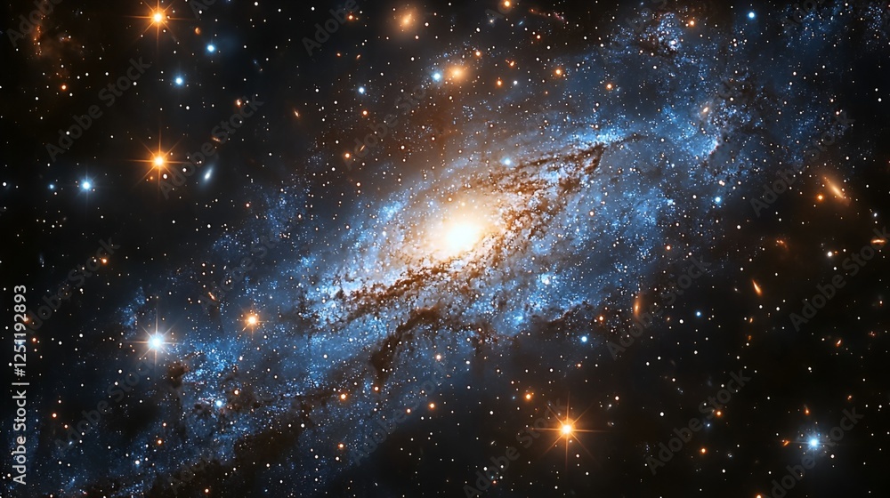 Fototapeta premium Spiral galaxy, cosmic dust, stars, deep space, background, astronomy, science