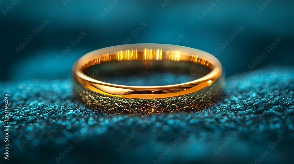 Close up shot of an elegant gold ring resting gracefully on a luxurious velvet surface Soft lighting casts gentle shadows creating a sophisticated Close up shot of an elegant gold ring resting gracefully on a luxurious velvet surface Soft lighting casts gentle shadows creating a sophisticated