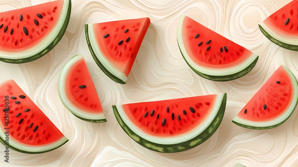 Hand-drawn watermelon illustration for culinary projects, perfect for food design. Hand-drawn watermelon illustration for culinary projects, perfect for food design.