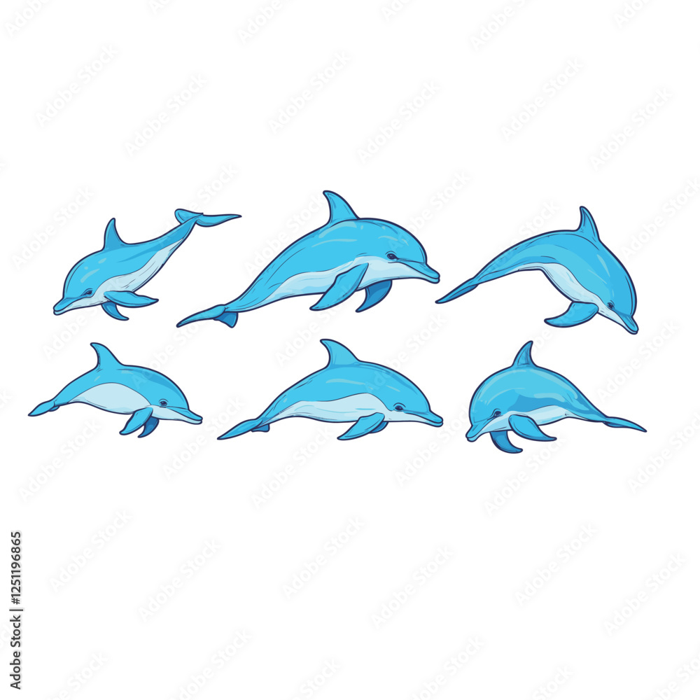 Bottlenose Dolphin Vector Illustration, Marine Animal Design for Ocean Wildlife and Aquatic Life Bottlenose Dolphin Vector Illustration, Marine Animal Design for Ocean Wildlife and Aquatic Life