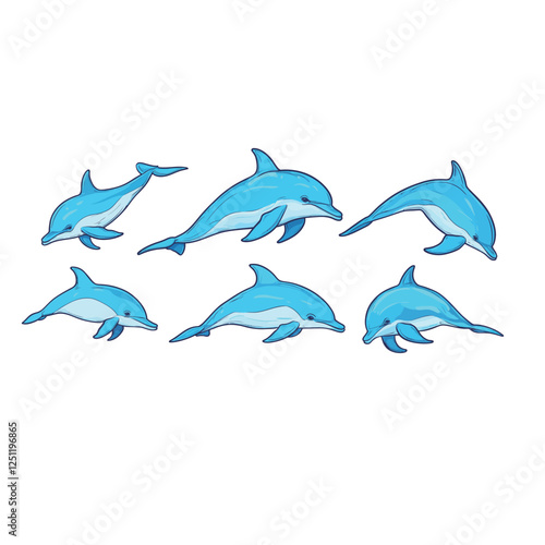Bottlenose Dolphin Vector Illustration, Marine Animal Design for Ocean Wildlife and Aquatic Life