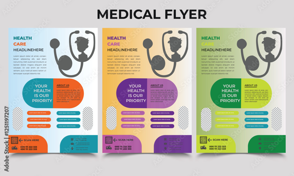 Obraz premium Medical Flyer Design, Healthcare Flyer Layout, Medical Social media Covers and post Design Medical cover design.