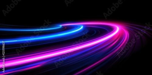 Neon blue and pink abstract background with glowing stripes, perfect for modern banners and design.