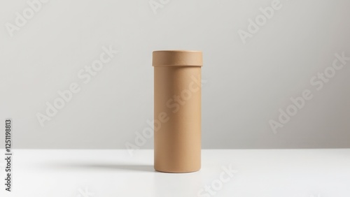 Wallpaper Mural A plain brown mailing tube stands upright on a white surface against a light gray background. Torontodigital.ca
