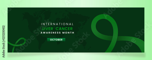 Green ribbon awareness graphic for International Liver Cancer Awareness Month banner.