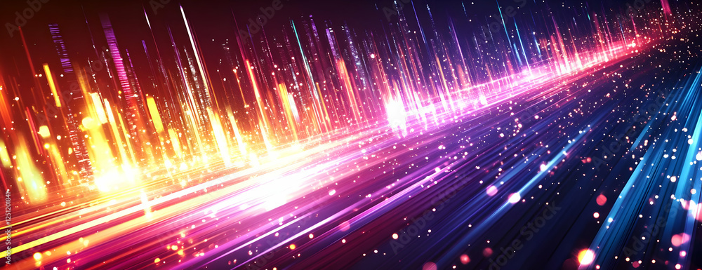 Obraz premium Futuristic city lightspeed highway