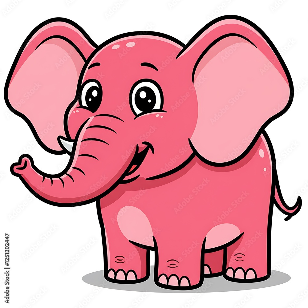 Fototapeta premium Cartoon happy elephant on white background 