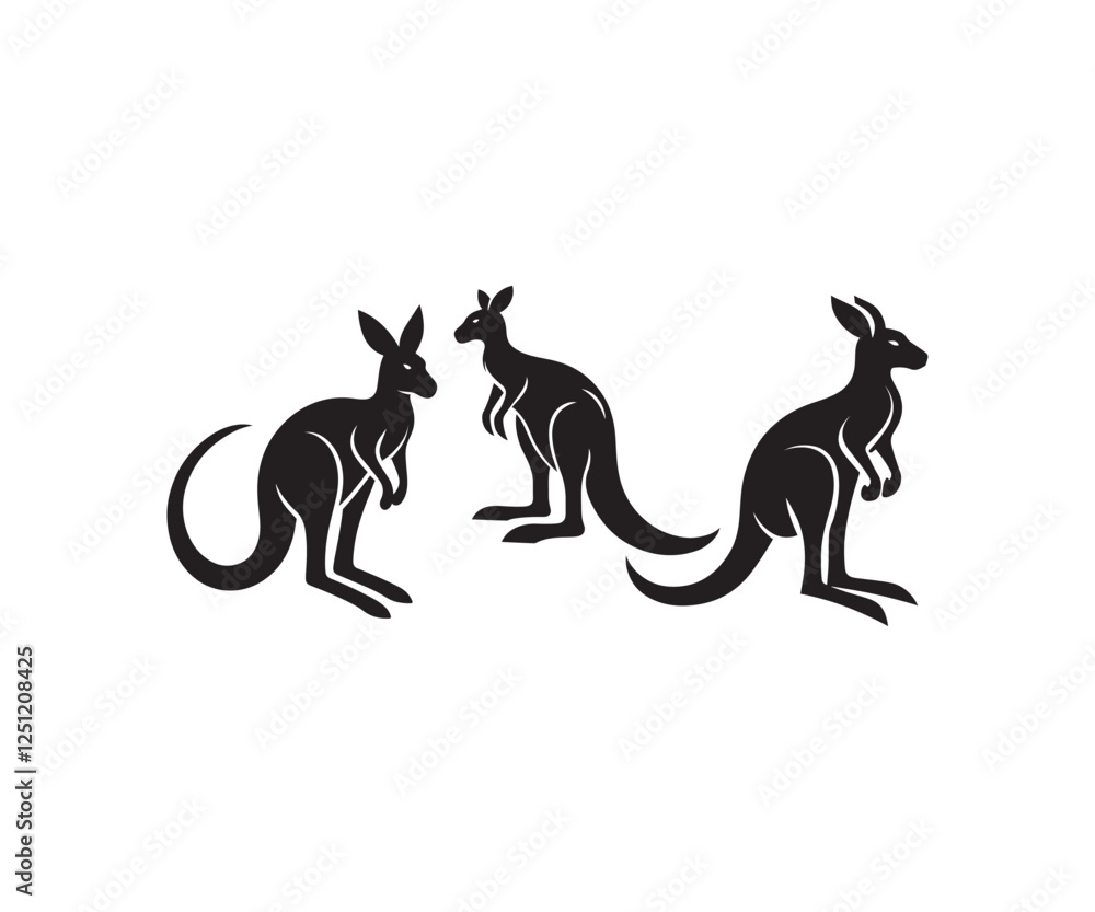 Fototapeta premium Kangaroo silhouette logo illustration