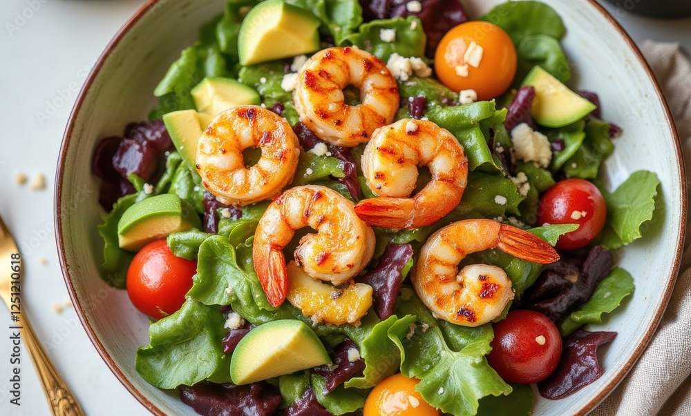 Vibrant shrimp salad in a bowl Vibrant shrimp salad in a bowl