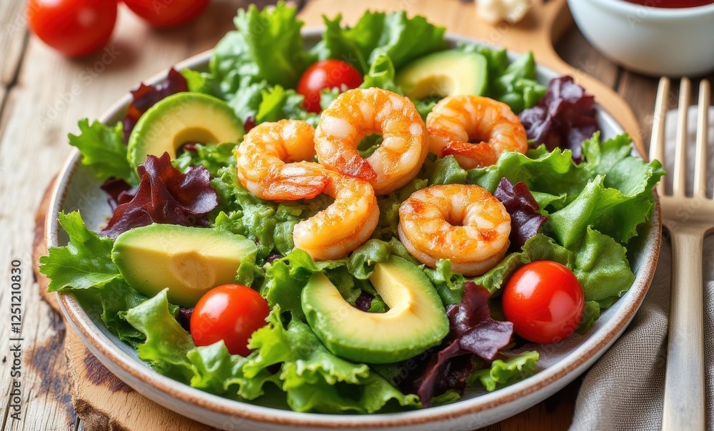 Fresh shrimp salad with vibrant colors Fresh shrimp salad with vibrant colors