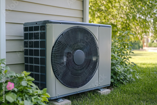 Air Source heat pump fitted outside a new home development photo