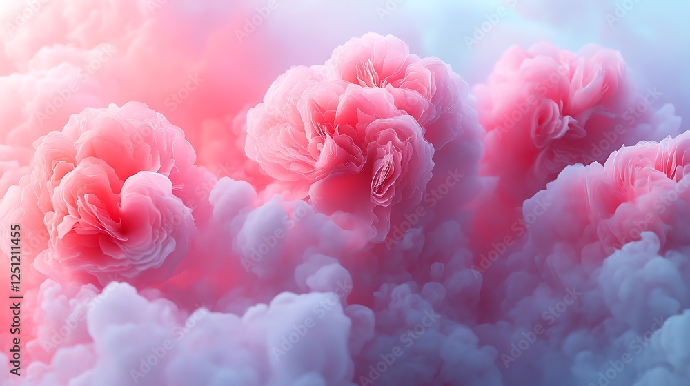 Dreamy Pink Roses in Fluffy Clouds Dreamy Pink Roses in Fluffy Clouds