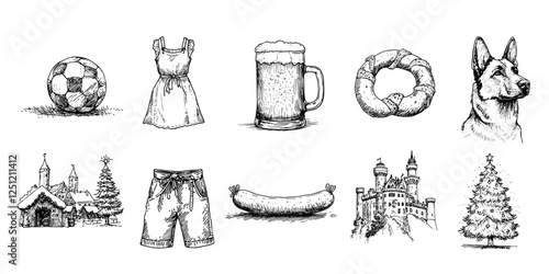 german culture elements collection black vector art decoration design