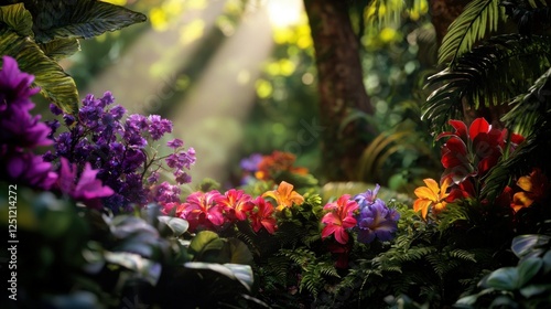 Wallpaper Mural Sunlit Tropical Rainforest Flowers Torontodigital.ca