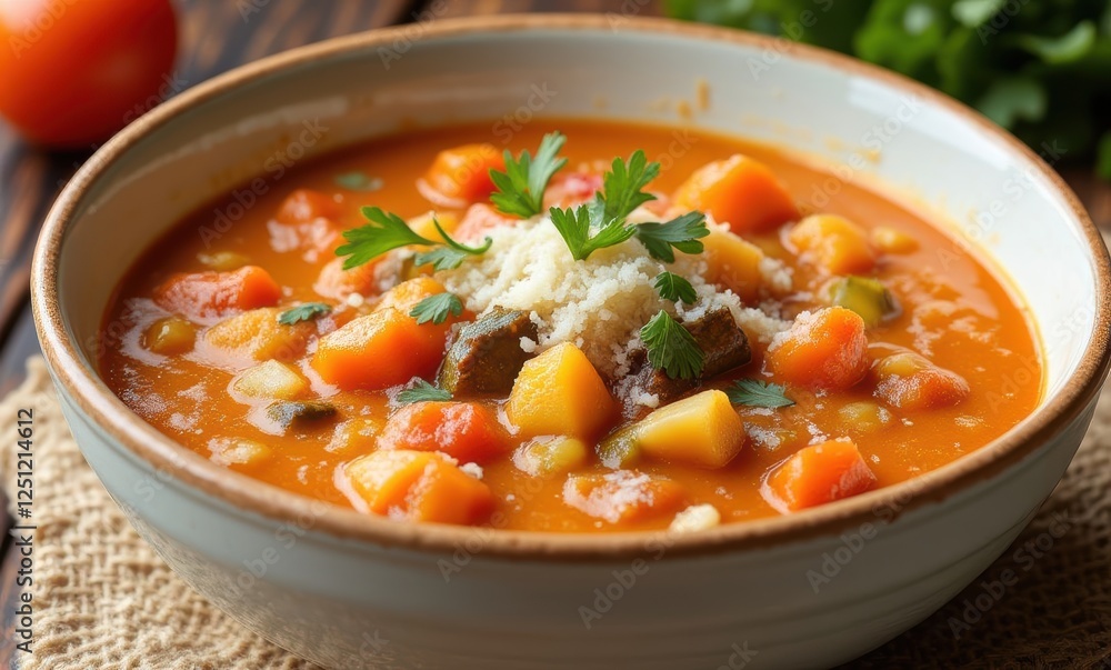 Delicious vegetable soup in a bowl Delicious vegetable soup in a bowl
