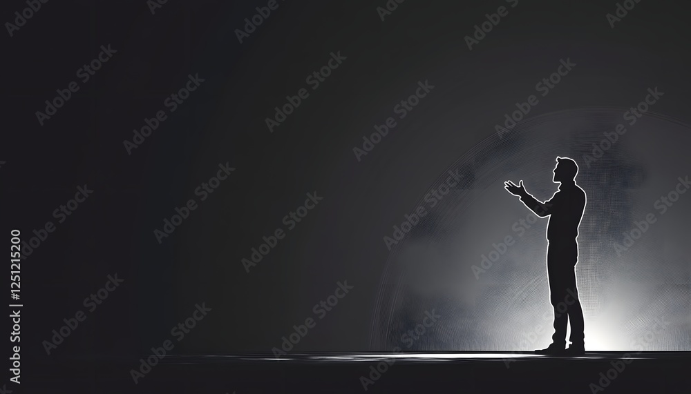 Silhouette of a man standing before a bright background Silhouette of a man standing before a bright background