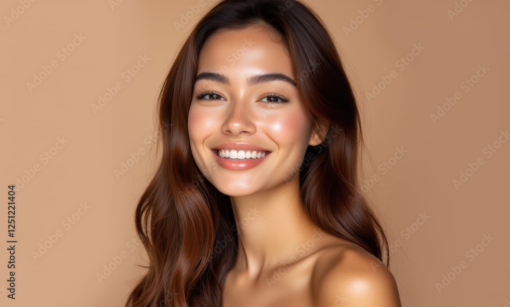 Smiling young Asian woman with long hair Smiling young Asian woman with long hair